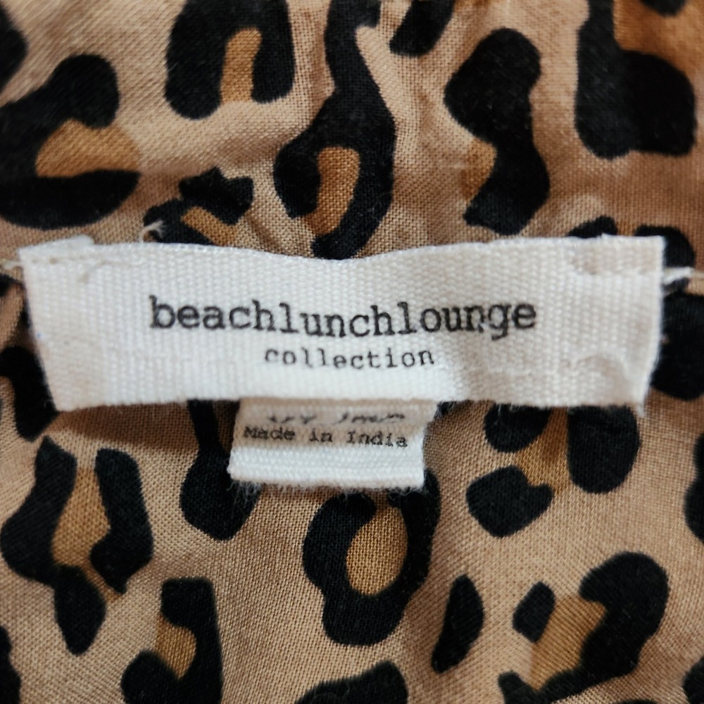 Beach lunch lounge Leopard Print Sleeveless Tie Front Button Down Top XL Brown - Picture 6 of 8